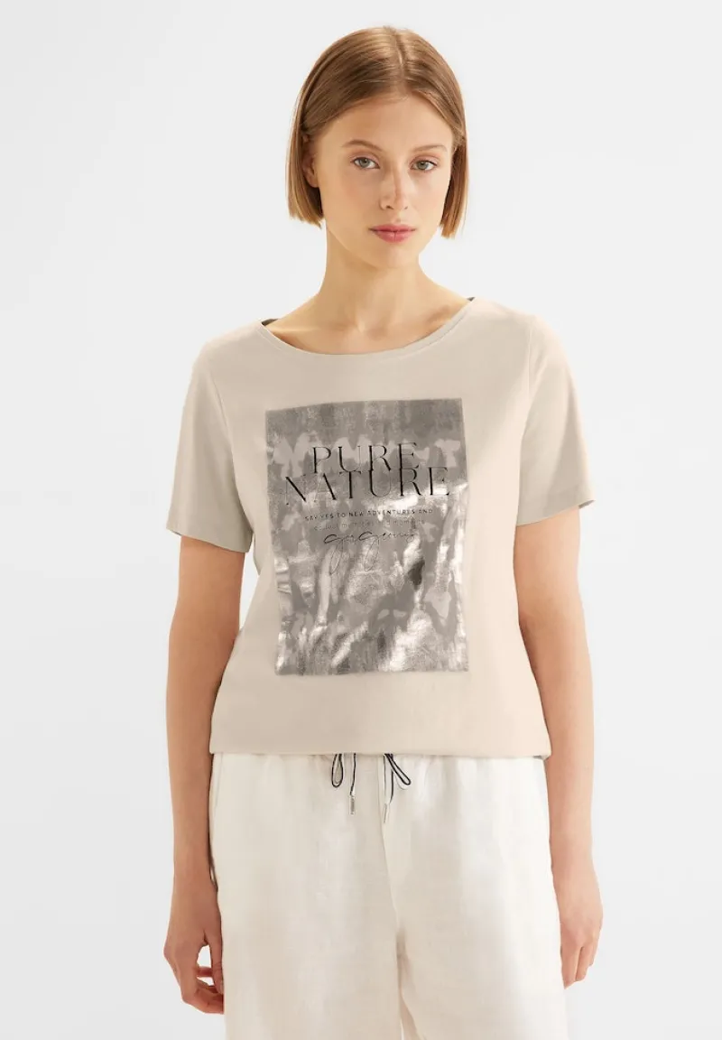 Street One Shirts*T-Shirt mit Folienprint smooth stone sand