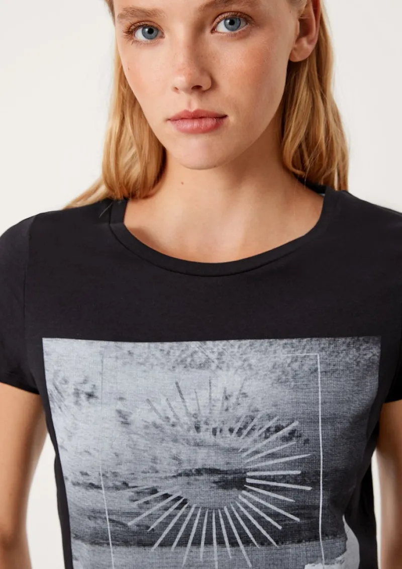 QS Shirts*T-Shirt mit Frontprint Schwarz