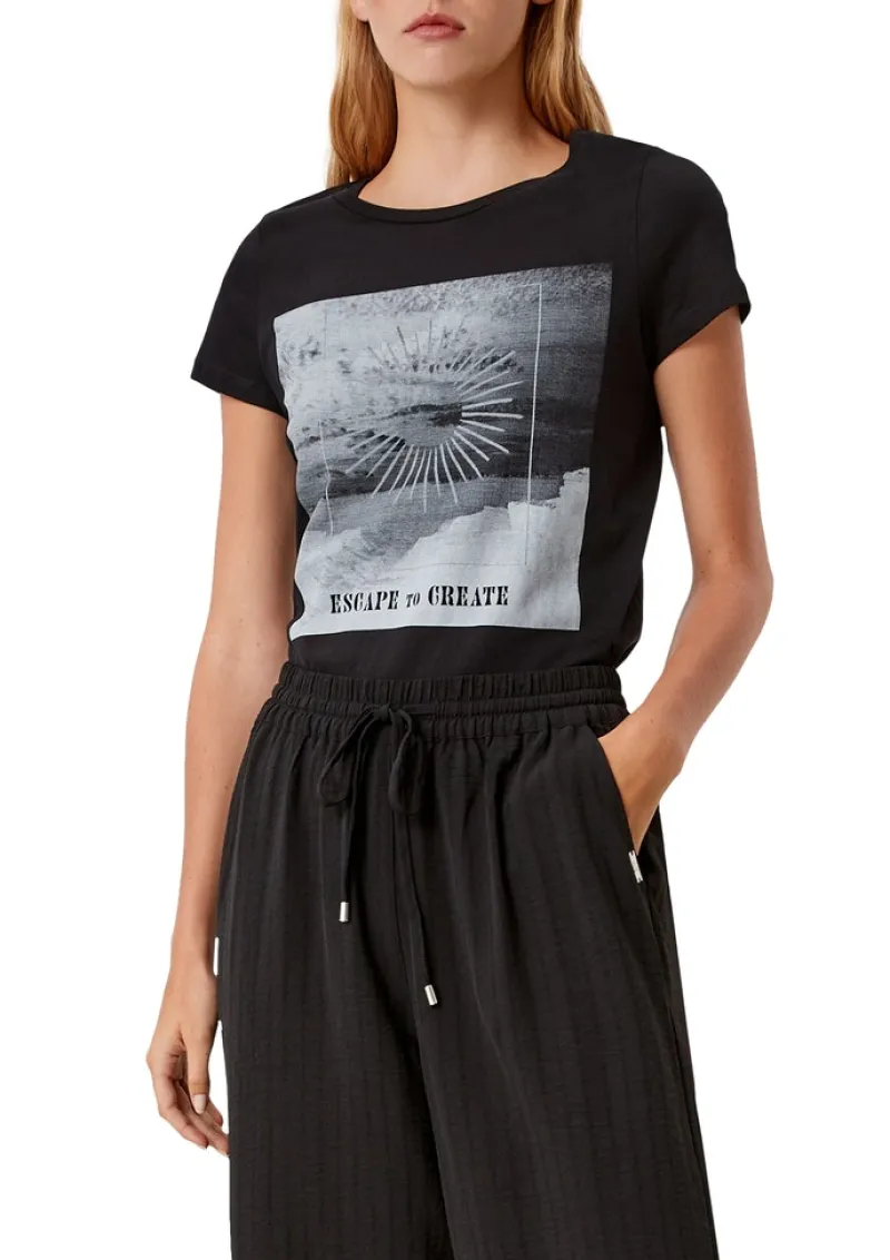 QS Shirts*T-Shirt mit Frontprint Schwarz