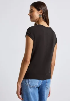 Street One Shirts*T-Shirt mit Glitzerdetails deep roast brown