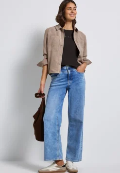 Street One Shirts*T-Shirt mit Glitzerdetails deep roast brown