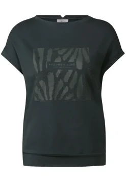 Cecil Shirts*T-Shirt mit Glitzer-Print slate khaki