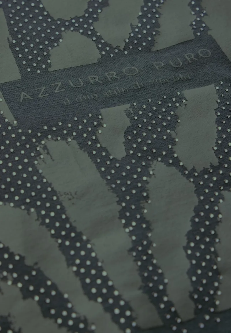 Cecil Shirts*T-Shirt mit Glitzer-Print slate khaki