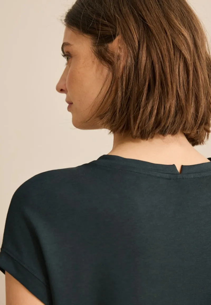 Cecil Shirts*T-Shirt mit Glitzer-Print slate khaki