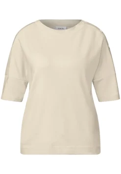 Cecil Shirts*T-Shirt mit Knopfdetail light beige