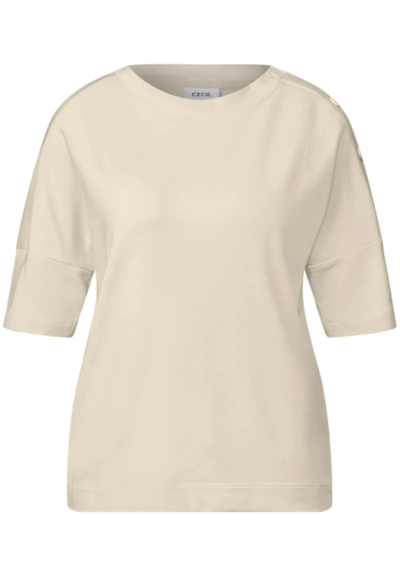 Cecil Shirts*T-Shirt mit Knopfdetail light beige