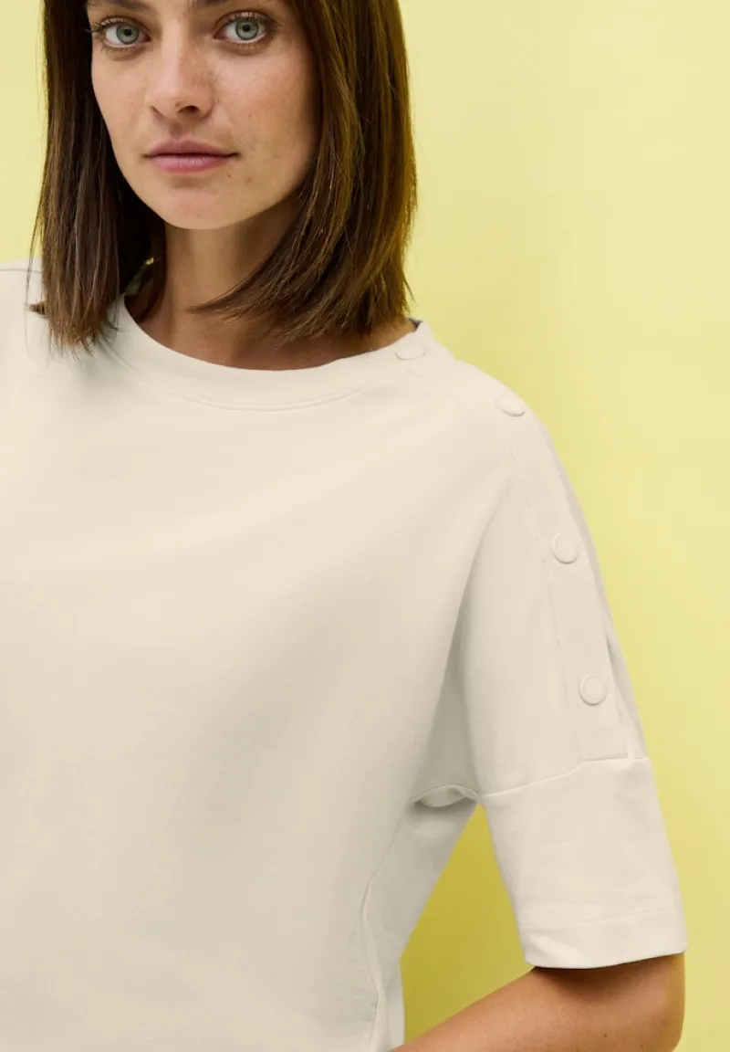 Cecil Shirts*T-Shirt mit Knopfdetail light beige