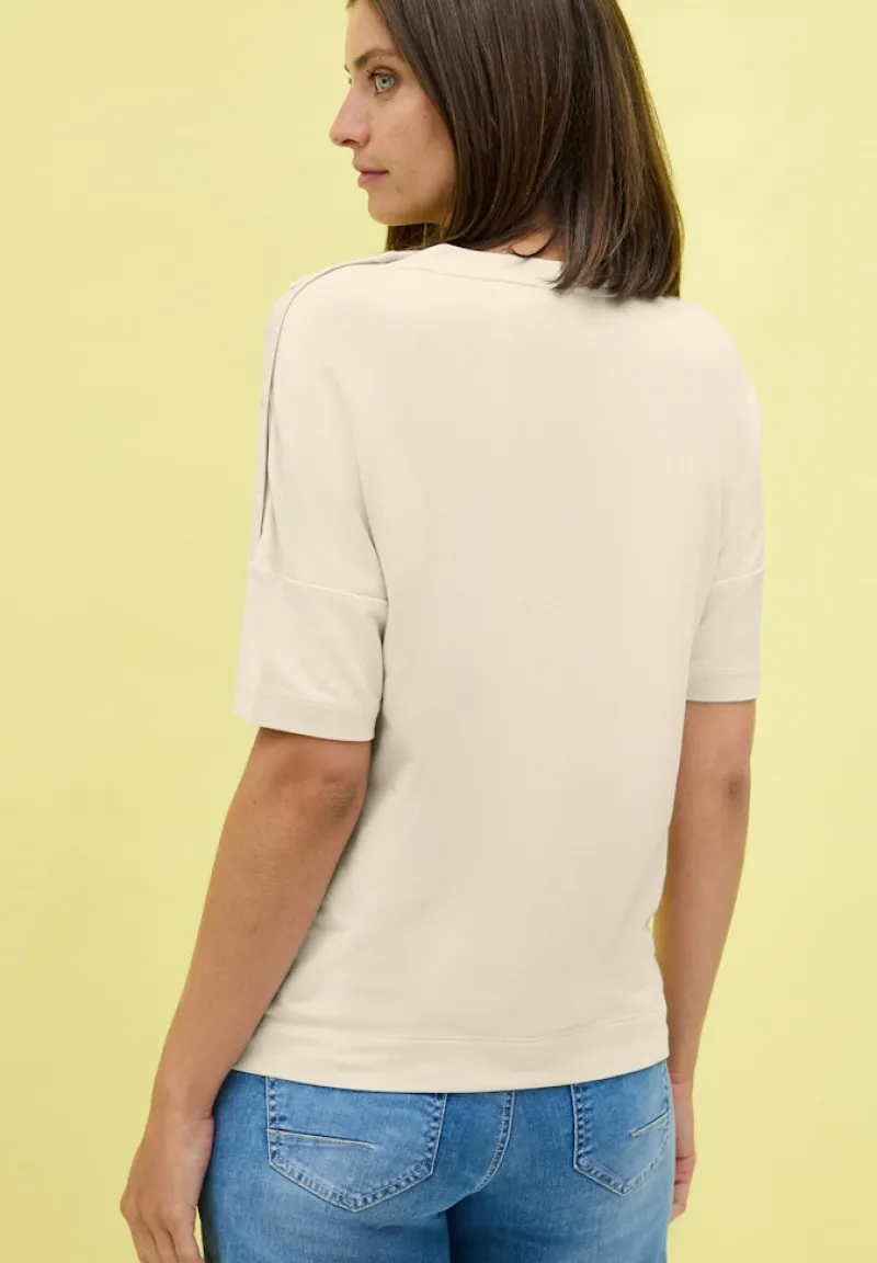 Cecil Shirts*T-Shirt mit Knopfdetail light beige