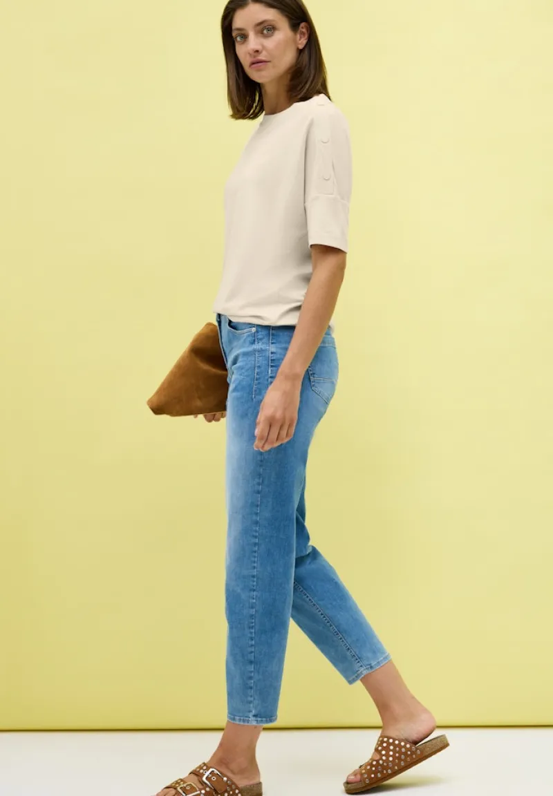 Cecil Shirts*T-Shirt mit Knopfdetail light beige