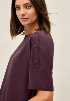 Cecil Shirts*T-Shirt mit Knopfdetail mulberry red