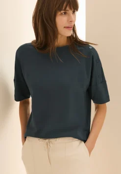 Cecil Shirts*T-Shirt mit Knopfdetail slate khaki