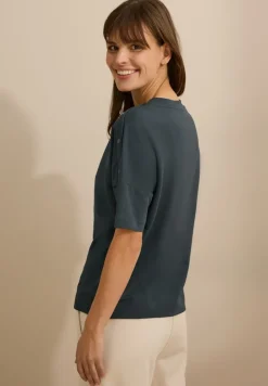 Cecil Shirts*T-Shirt mit Knopfdetail slate khaki