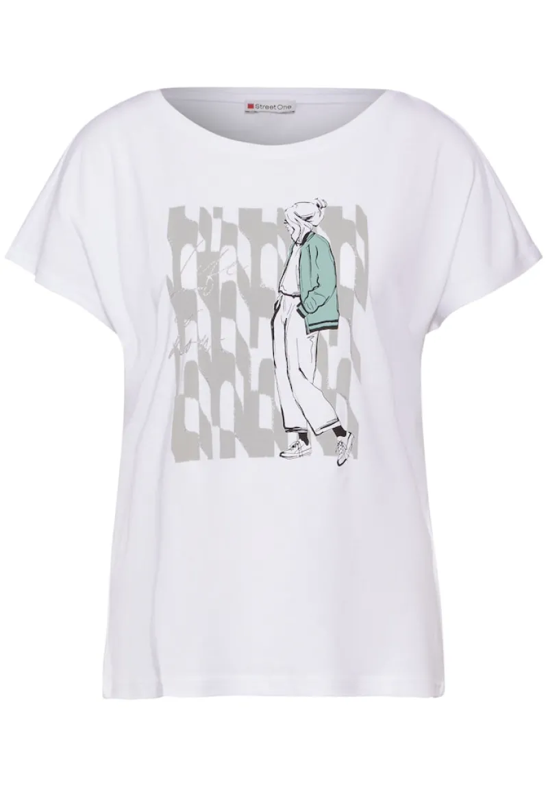 Street One Shirts*T-Shirt mit Lady Print white
