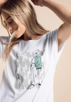 Street One Shirts*T-Shirt mit Lady Print white