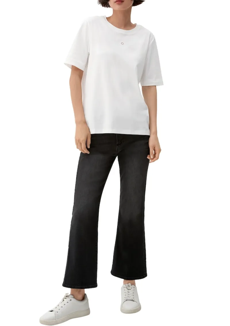 s.Oliver Shirts*T-Shirt mit Logostickerei creme