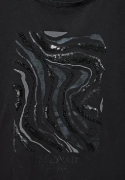 Street One Shirts*T-Shirt mit Pailetten Black