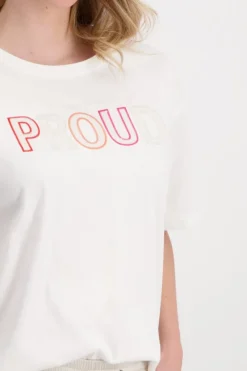 Monari Shirts*T-Shirt mit Pailletten Stickerei off-white