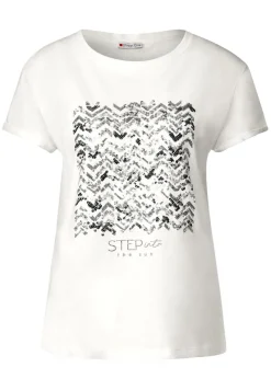 Street One Shirts*T-Shirt mit Paillettendetail off white
