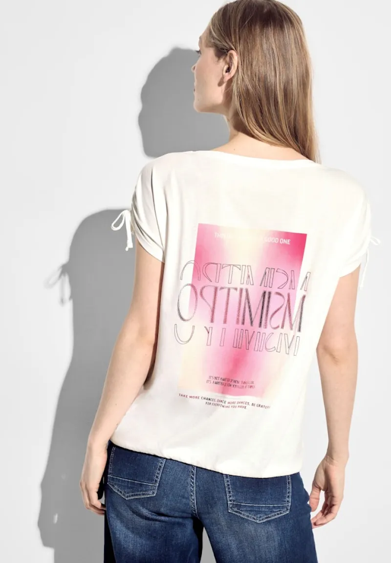 Cecil Shirts*T-Shirt mit Raffung vanilla white