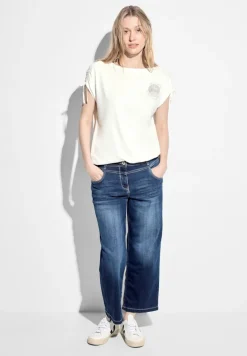 Cecil Shirts*T-Shirt mit Raffung vanilla white