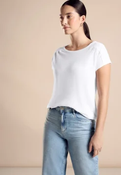 Street One Shirts*T-Shirt mit Raffung white