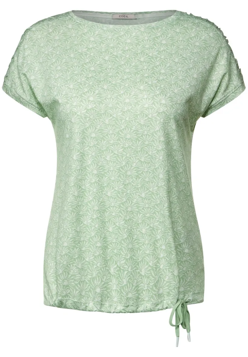 Cecil Shirts*T-Shirt mit Smock Schultern fresh salvia green