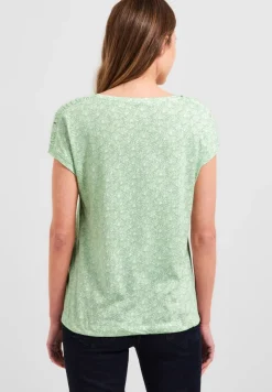 Cecil Shirts*T-Shirt mit Smock Schultern fresh salvia green