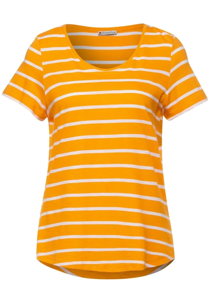 Street One Shirts*T-Shirt mit Streifen Print sunset yellow