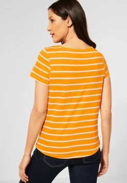 Street One Shirts*T-Shirt mit Streifen Print sunset yellow
