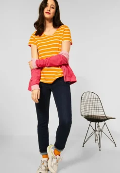Street One Shirts*T-Shirt mit Streifen Print sunset yellow