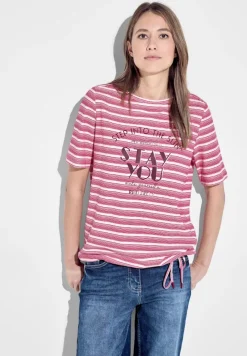 Cecil Shirts*T-Shirt mit Streifenmix pink sorbet