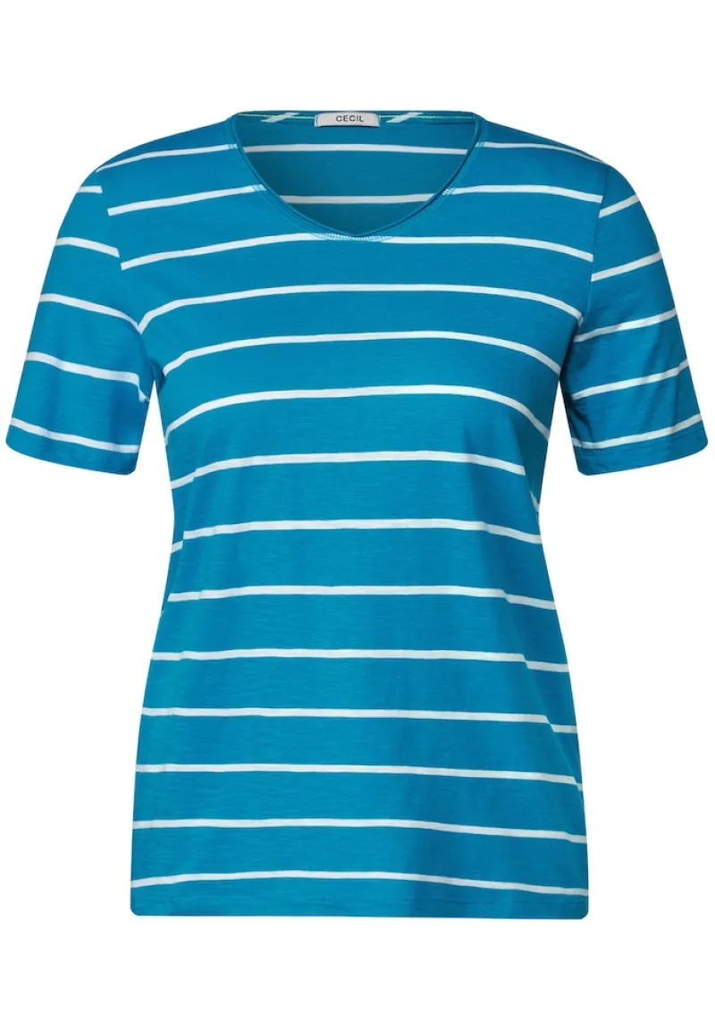 Cecil Shirts*T-Shirt mit Streifenmuster caribbean blue