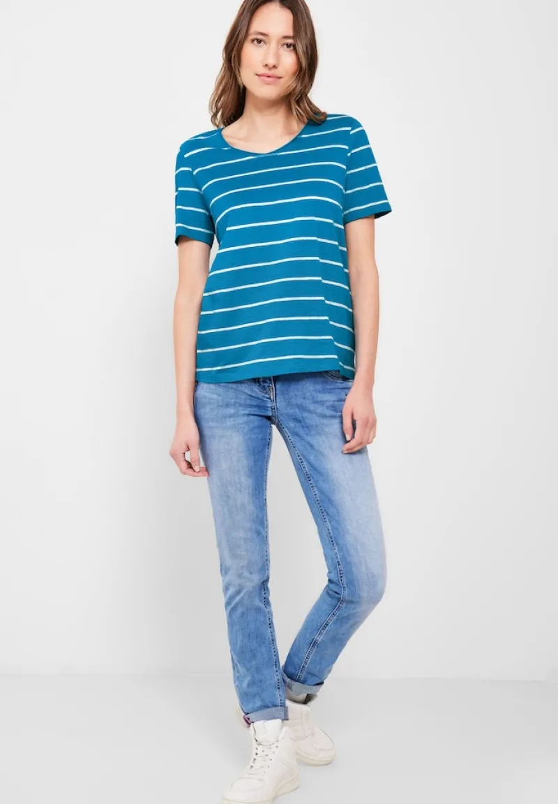 Cecil Shirts*T-Shirt mit Streifenmuster caribbean blue