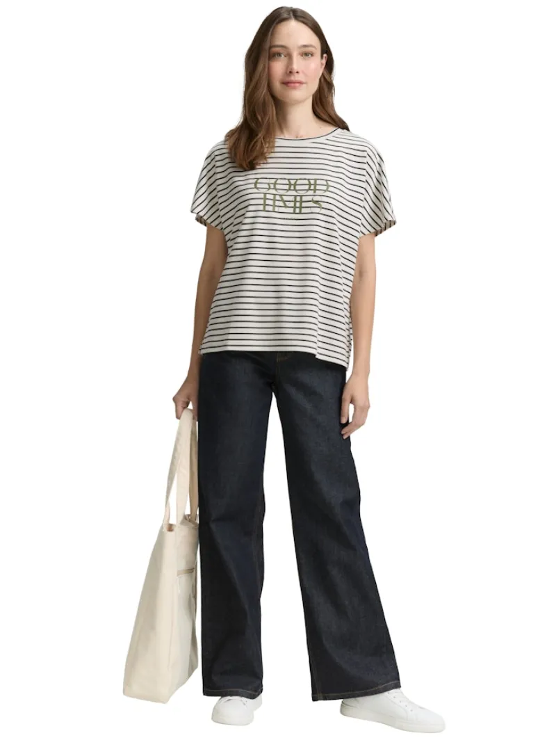 Tom Tailor Shirts*T-Shirt mit Streifenmuster offwhite navy tee stripe