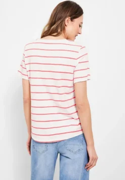 Cecil Shirts*T-Shirt mit Streifenmuster bright coral