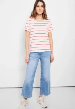 Cecil Shirts*T-Shirt mit Streifenmuster bright coral