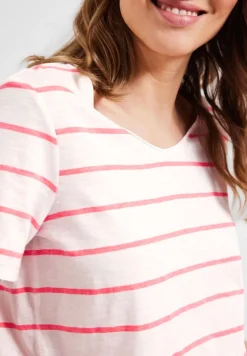 Cecil Shirts*T-Shirt mit Streifenmuster bright coral