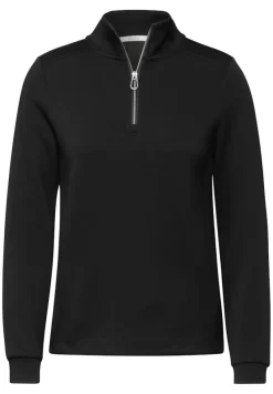 Cecil Pullover & Sweatshirts*T-Shirt mit Troyer-Kragen Black