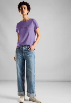 Street One Shirts*T-Shirt mit Wording bellflower lilac