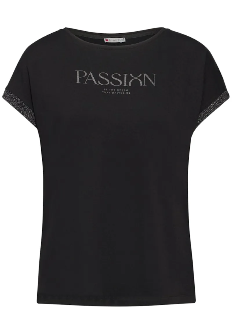 Street One Shirts*T-Shirt mit Wording Black