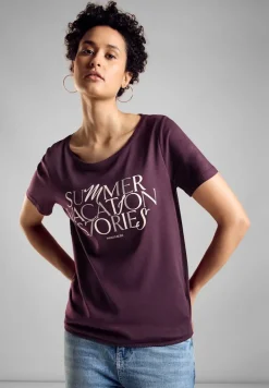 Street One Shirts*T-Shirt mit Wording dark berry purple