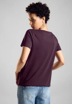 Street One Shirts*T-Shirt mit Wording dark berry purple