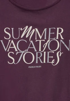 Street One Shirts*T-Shirt mit Wording dark berry purple
