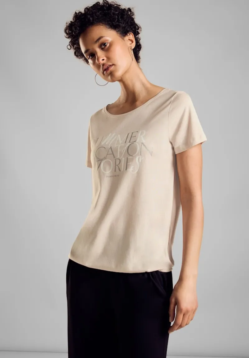 Street One Shirts*T-Shirt mit Wording smooth sand beige