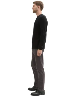 Tom Tailor Hosen|Big Boys*TTTRAVIS SLIM Chino Hose mit Gürtel grey black zig zag structure