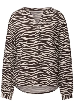 Street One Blusen*Tunika mit Zebra Print deep roast brown