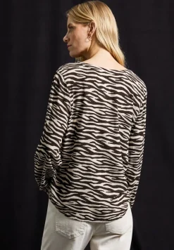 Street One Blusen*Tunika mit Zebra Print deep roast brown