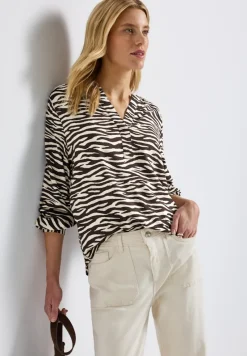 Street One Blusen*Tunika mit Zebra Print deep roast brown