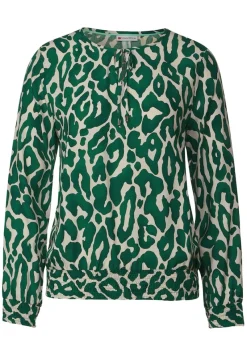 Street One Blusen*Tunikabluse mit Leo Print dark brisk green