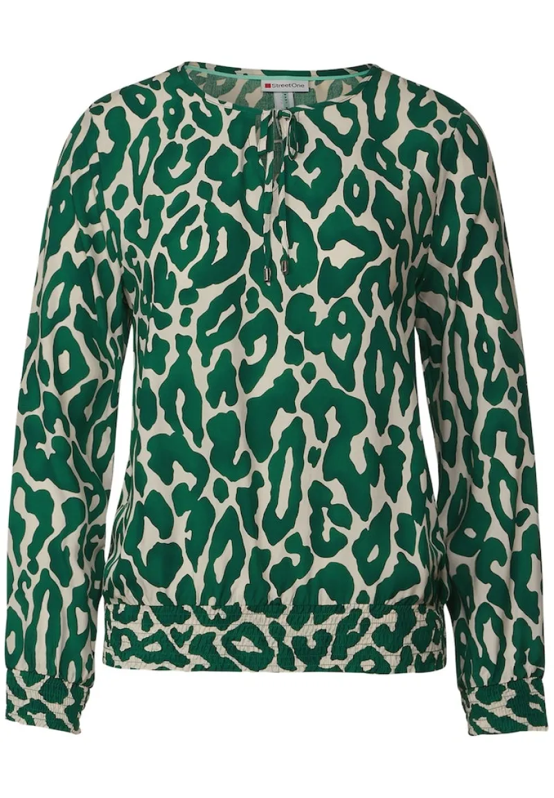 Street One Blusen*Tunikabluse mit Leo Print dark brisk green